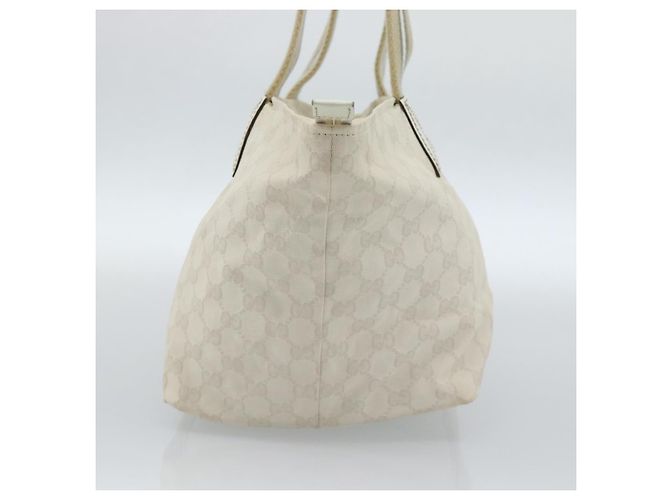 Borsa GUCCI GG Canvas Sherry Line White Gold 131230 Auth 183994 Bianco D'oro - vista 3