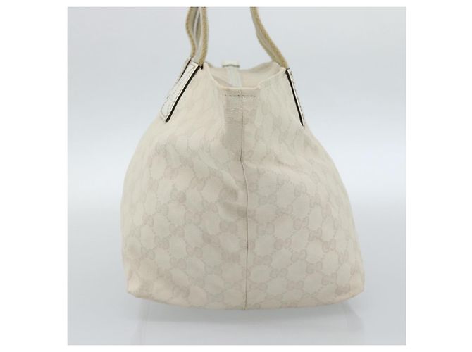 Borsa GUCCI GG Canvas Sherry Line White Gold 131230 Auth 183994 Bianco D'oro - vista 4