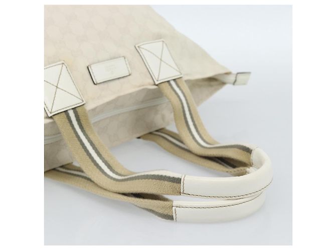 Borsa GUCCI GG Canvas Sherry Line White Gold 131230 Auth 183994 Bianco D'oro - vista 7