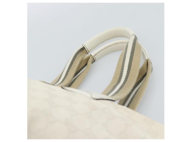 Borsa GUCCI GG Canvas Sherry Line White Gold 131230 Auth 183994 Bianco D'oro - vista 8