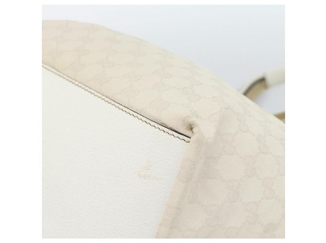 Borsa GUCCI GG Canvas Sherry Line White Gold 131230 Auth 183994 Bianco D'oro - vista 9