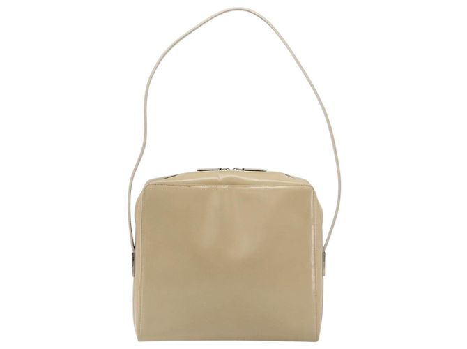 GUCCI Schultertasche Lackleder Beige Silber Auth 182087 - Ansicht 13