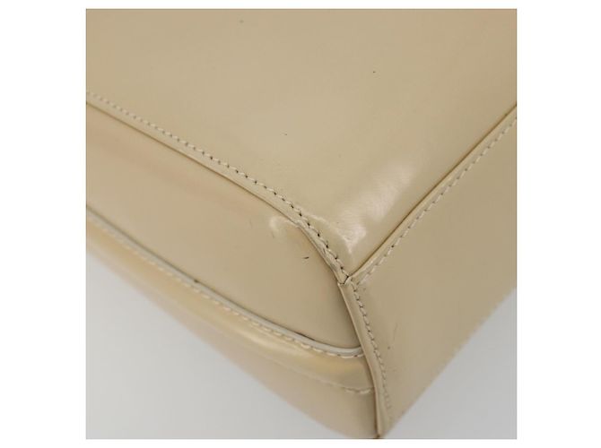 GUCCI Schultertasche Lackleder Beige Silber Auth 182087 - Ansicht 14