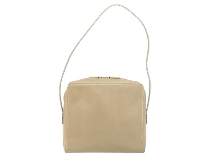 GUCCI Schultertasche Lackleder Beige Silber Auth 182087 - Ansicht 2