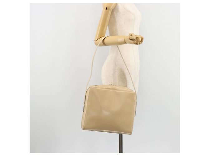 GUCCI Schultertasche Lackleder Beige Silber Auth 182087 - Ansicht 23
