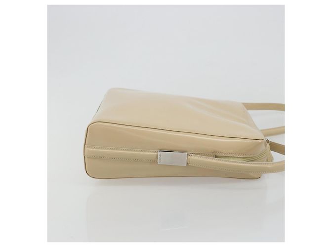 GUCCI Schultertasche Lackleder Beige Silber Auth 182087 - Ansicht 3
