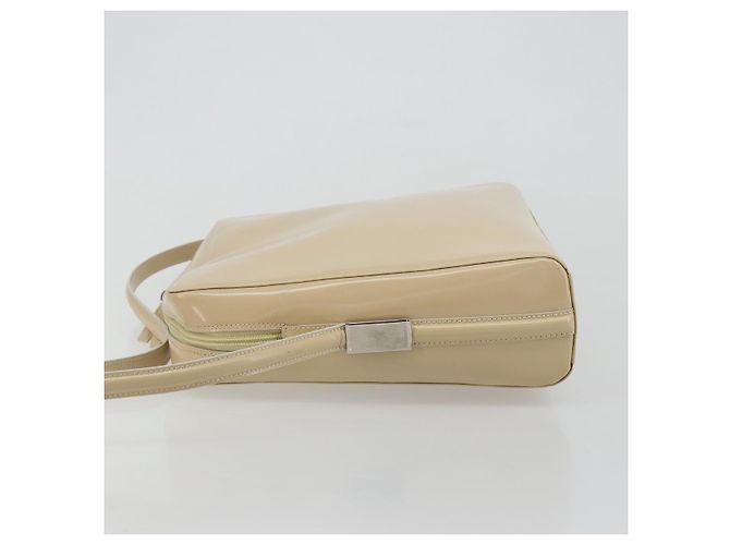 GUCCI Schultertasche Lackleder Beige Silber Auth 182087 - Ansicht 4