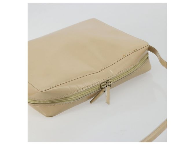 GUCCI Schultertasche Lackleder Beige Silber Auth 182087 - Ansicht 6