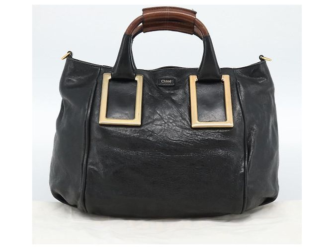 Chloé Borsa Chloe Etel in pelle nera e oro Auth 183634 Nero D'oro - vista 12