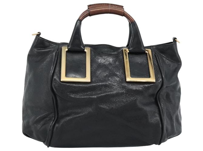 Chloé Borsa Chloe Etel in pelle nera e oro Auth 183634 Nero D'oro - vista 2