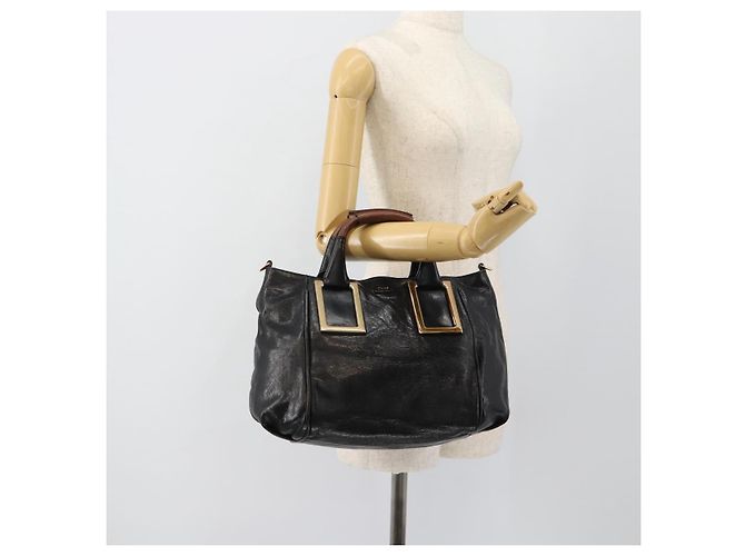 Chloé Borsa Chloe Etel in pelle nera e oro Auth 183634 Nero D'oro - vista 24