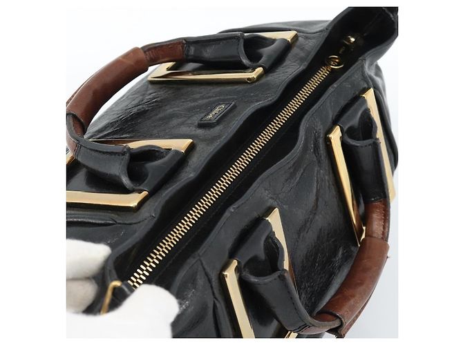 Chloé Borsa Chloe Etel in pelle nera e oro Auth 183634 Nero D'oro - vista 6