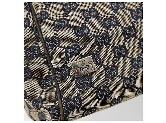 Borsa GUCCI GG Canvas Sherry Line Navy Silver 145810 Auth 183200 Argento Blu navy - vista 10