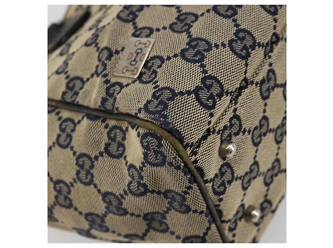 Borsa GUCCI GG Canvas Sherry Line Navy Silver 145810 Auth 183200 Argento Blu navy - vista 14