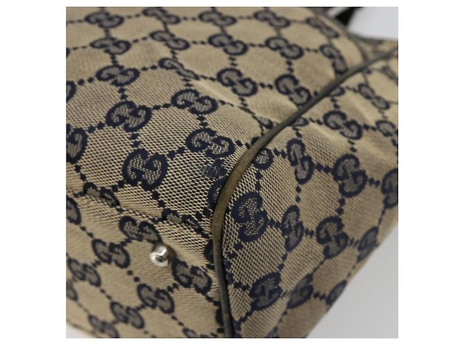 Borsa GUCCI GG Canvas Sherry Line Navy Silver 145810 Auth 183200 Argento Blu navy - vista 15
