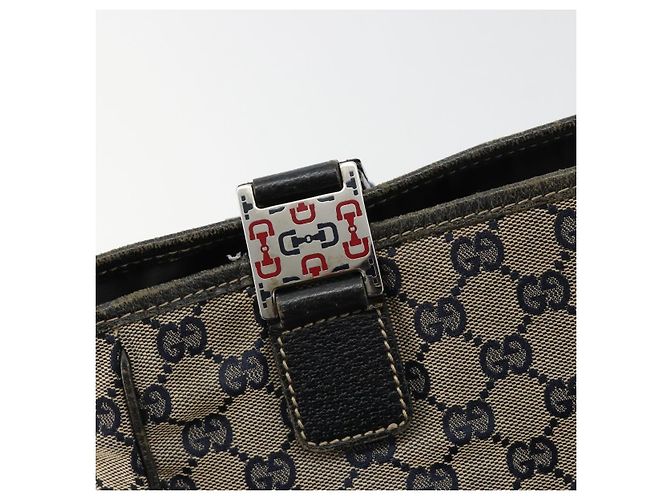 Borsa GUCCI GG Canvas Sherry Line Navy Silver 145810 Auth 183200 Argento Blu navy - vista 17