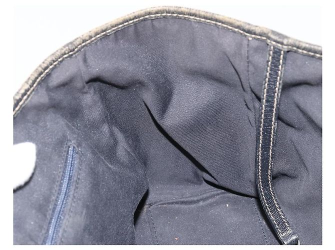 Borsa GUCCI GG Canvas Sherry Line Navy Silver 145810 Auth 183200 Argento Blu navy - vista 19