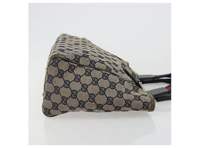 Borsa GUCCI GG Canvas Sherry Line Navy Silver 145810 Auth 183200 Argento Blu navy - vista 3