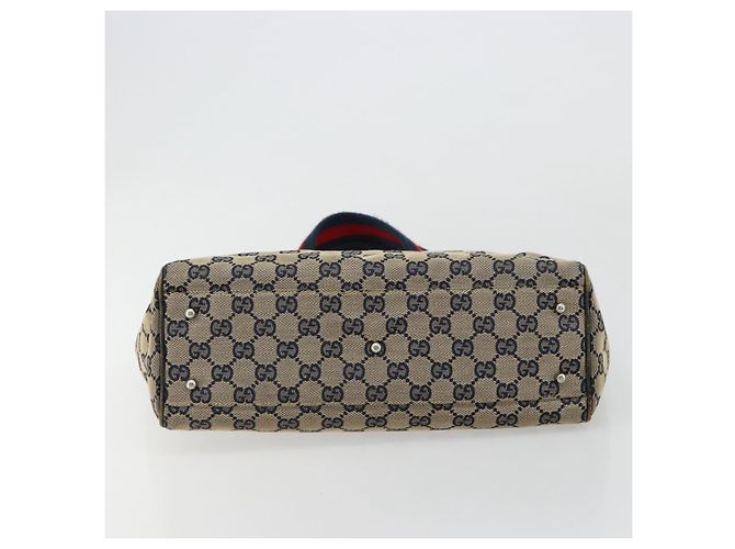 Borsa GUCCI GG Canvas Sherry Line Navy Silver 145810 Auth 183200 Argento Blu navy - vista 5