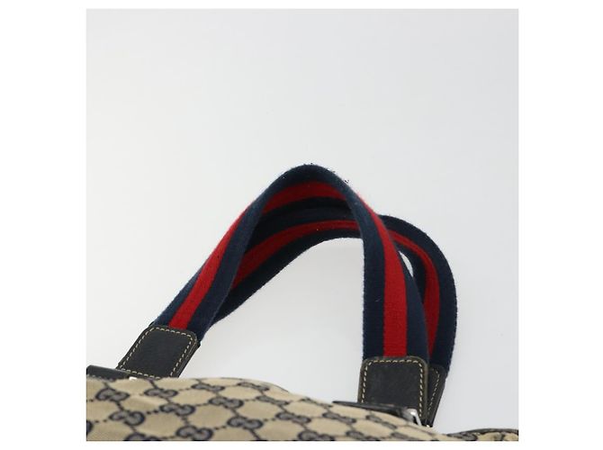 Borsa GUCCI GG Canvas Sherry Line Navy Silver 145810 Auth 183200 Argento Blu navy - vista 8