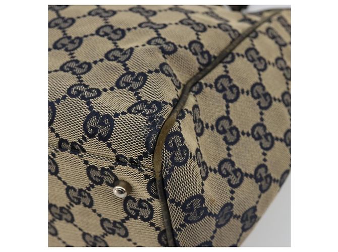 Borsa GUCCI GG Canvas Sherry Line Navy Silver 145810 Auth 183200 Argento Blu navy - vista 9