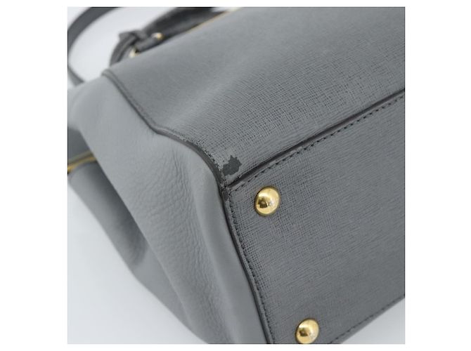 Bolsa FENDI To joule de couro 2way Cinza Ouro Auth 183996 Marrom Dourado - vista 17