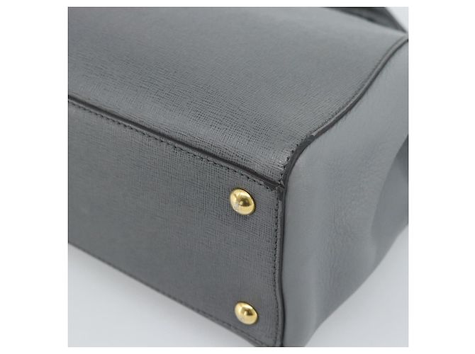 Bolsa FENDI To joule de couro 2way Cinza Ouro Auth 183996 Marrom Dourado - vista 18
