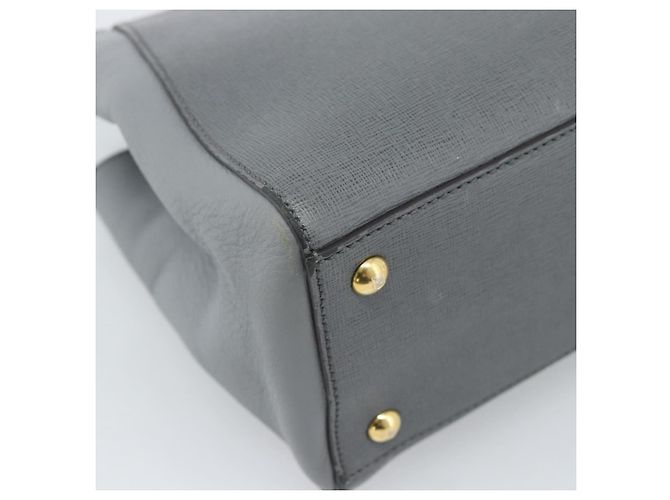 Bolsa FENDI To joule de couro 2way Cinza Ouro Auth 183996 Marrom Dourado - vista 19