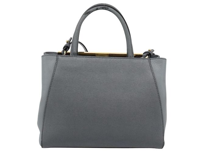 Bolsa FENDI To joule de couro 2way Cinza Ouro Auth 183996 Marrom Dourado - vista 2