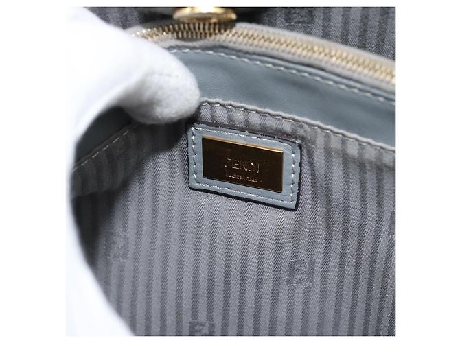 Bolsa FENDI To joule de couro 2way Cinza Ouro Auth 183996 Marrom Dourado - vista 21