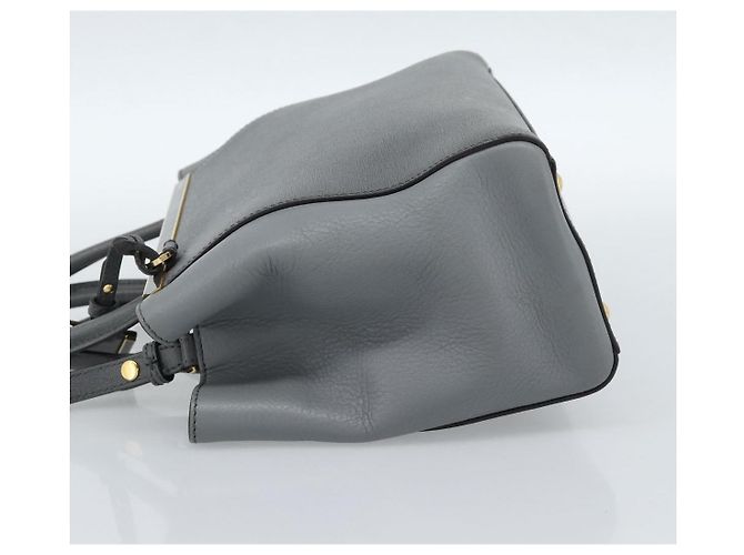 Bolsa FENDI To joule de couro 2way Cinza Ouro Auth 183996 Marrom Dourado - vista 3