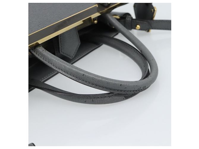 Bolsa FENDI To joule de couro 2way Cinza Ouro Auth 183996 Marrom Dourado - vista 7
