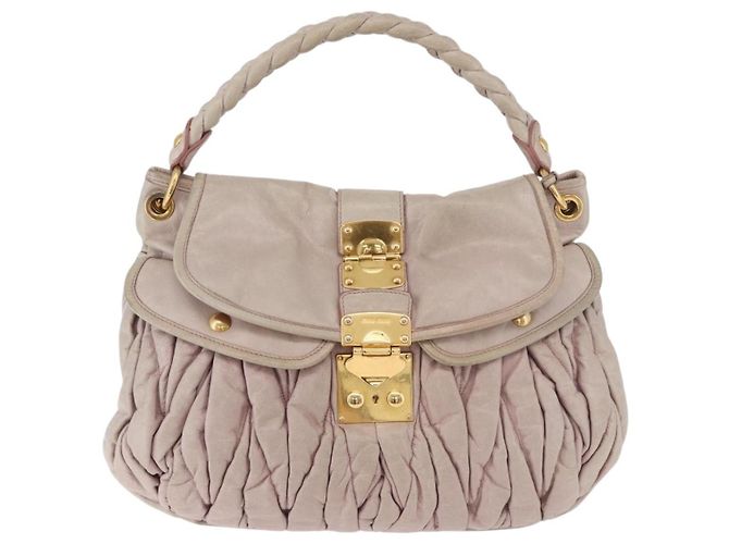 Borsa a tracolla Miu Miu Matelasse in pelle 2way Beige Gold Auth 184159A D'oro - vista 13