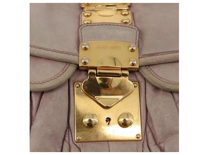 Borsa a tracolla Miu Miu Matelasse in pelle 2way Beige Gold Auth 184159A D'oro - vista 19