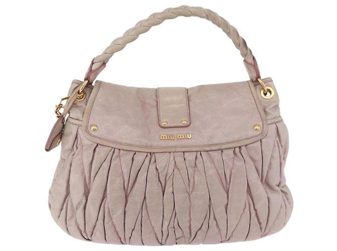Borsa a tracolla Miu Miu Matelasse in pelle 2way Beige Gold Auth 184159A D'oro - vista 2