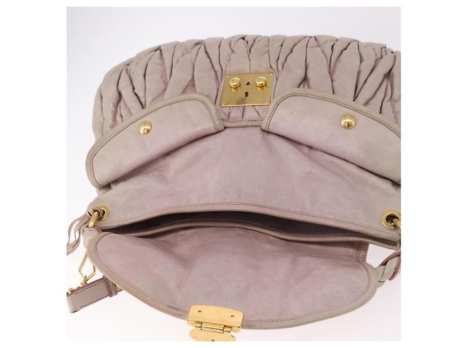Borsa a tracolla Miu Miu Matelasse in pelle 2way Beige Gold Auth 184159A D'oro - vista 20