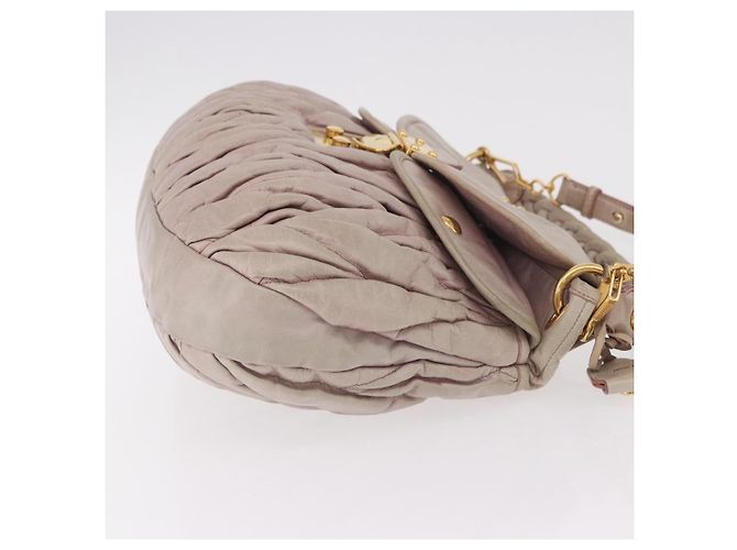 Borsa a tracolla Miu Miu Matelasse in pelle 2way Beige Gold Auth 184159A D'oro - vista 3