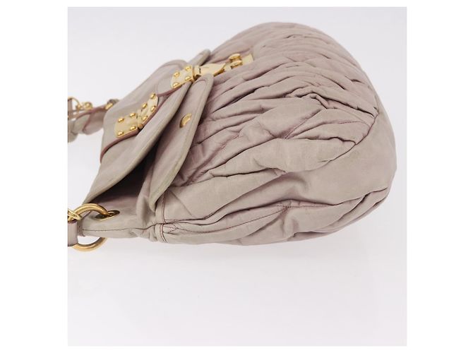 Borsa a tracolla Miu Miu Matelasse in pelle 2way Beige Gold Auth 184159A D'oro - vista 4