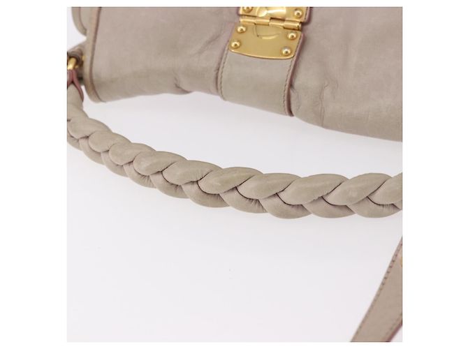 Borsa a tracolla Miu Miu Matelasse in pelle 2way Beige Gold Auth 184159A D'oro - vista 7