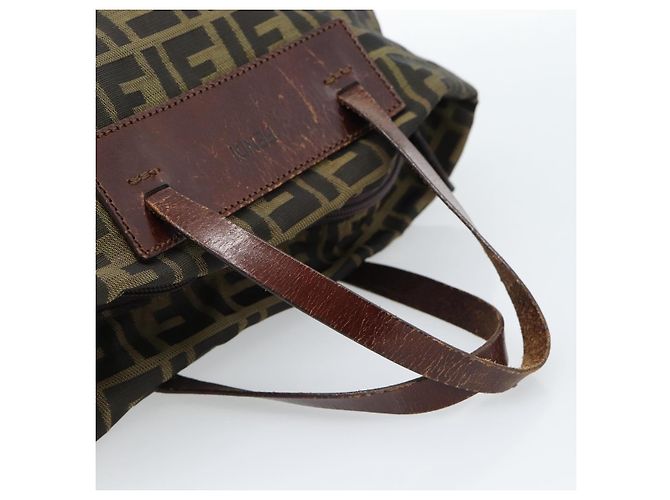 Borsa FENDI Zucca Canvas Nera Marrone Auth ka4624 Nero - vista 7