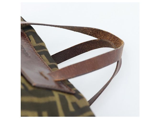 Borsa FENDI Zucca Canvas Nera Marrone Auth ka4624 Nero - vista 8