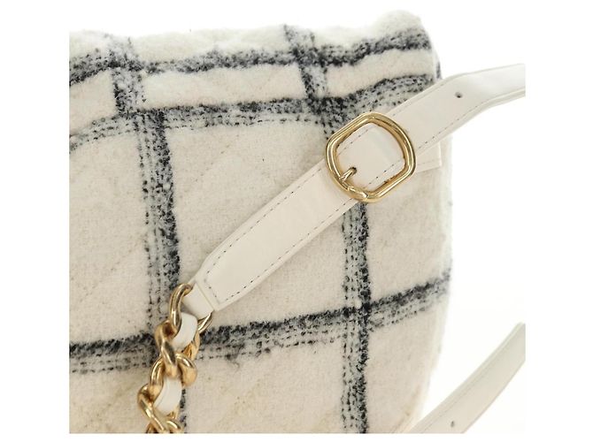 CHANEL Matelasse Chain Backpack Lana Tweed Avorio Oro CC Auth 181919SM D'oro Crudo - vista 14