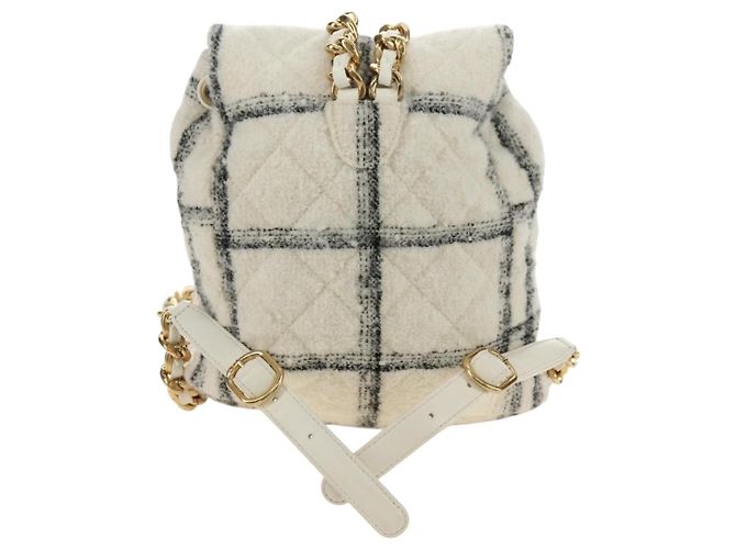 CHANEL Matelasse Chain Backpack Lana Tweed Avorio Oro CC Auth 181919SM D'oro Crudo - vista 2