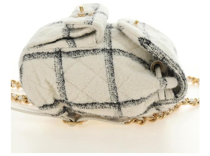 CHANEL Matelasse Chain Backpack Lana Tweed Avorio Oro CC Auth 181919SM D'oro Crudo - vista 4