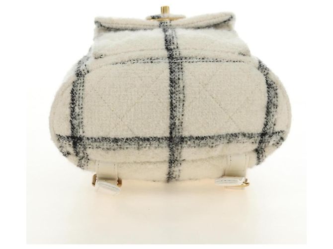 CHANEL Matelasse Chain Backpack Lana Tweed Avorio Oro CC Auth 181919SM D'oro Crudo - vista 5