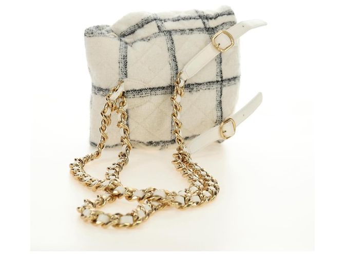 CHANEL Matelasse Chain Backpack Lana Tweed Avorio Oro CC Auth 181919SM D'oro Crudo - vista 7