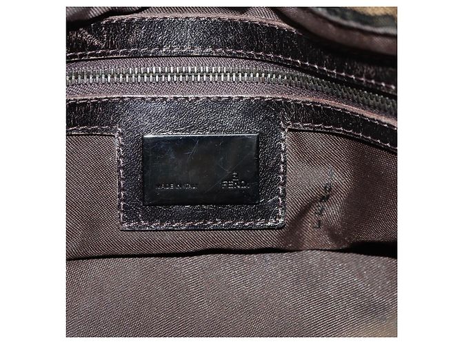 Borsa a Spalla FENDI Zucca Canvas Nero Marrone Auth 183663V - vista 10