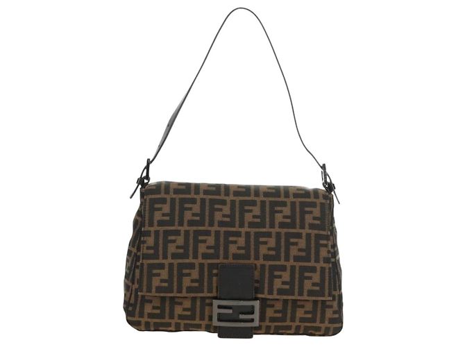 Borsa a Spalla FENDI Zucca Canvas Nero Marrone Auth 183663V - vista 13
