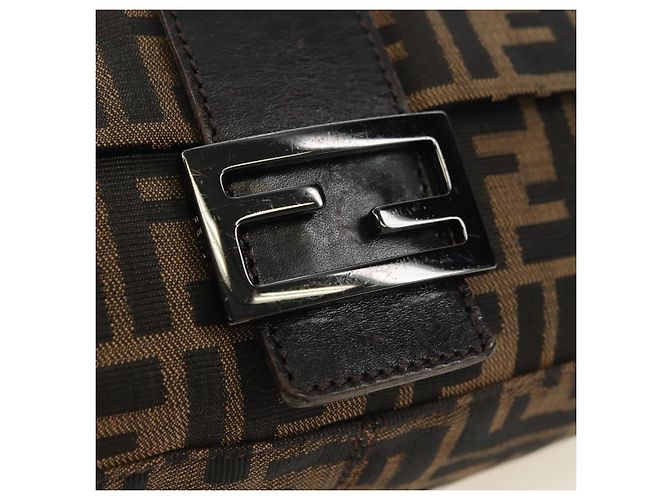 Borsa a Spalla FENDI Zucca Canvas Nero Marrone Auth 183663V - vista 18