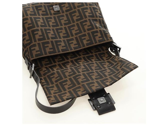 Borsa a Spalla FENDI Zucca Canvas Nero Marrone Auth 183663V - vista 19